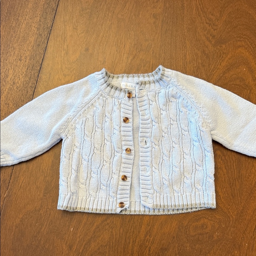 Light Blue Cable Knit Kids Sweater